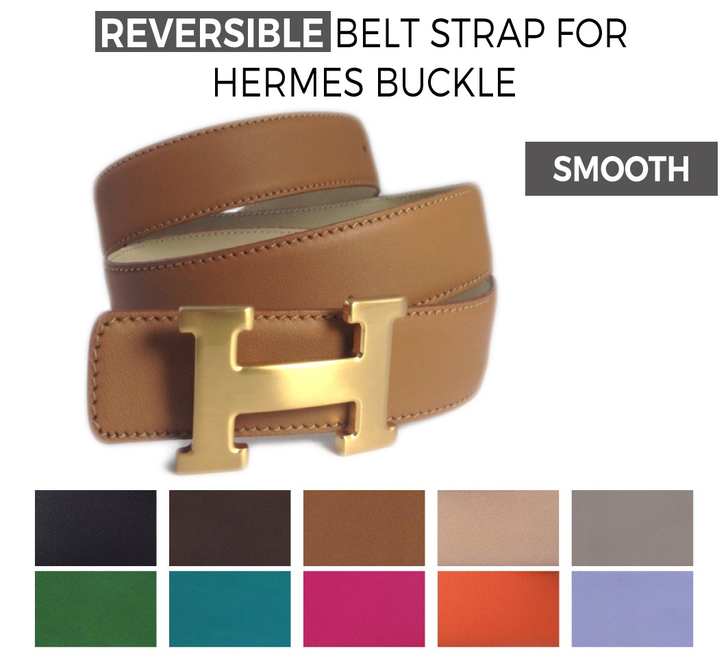 Reversible Smooth Calfskin Belt Strap Replacement for HERMES