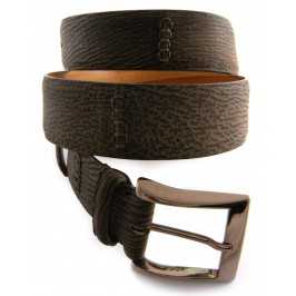 Custom Handmade Shark Leather Belt, Faded Brown Nubuck Finish, Artisan Crafted